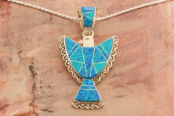 Navajo Artist Calvin Begay Sterling Silver Thunderbird Pendant